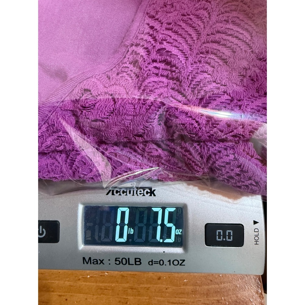 Leo & Nicole Lace Top Womens L Purple Short Sleeve Scoop Neck Floral Casual - Picture 7 of 7
